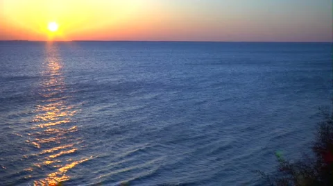 Sunrise Left Framed Over Bay Waters Stock Footage 1064935