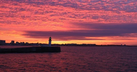 Sunrise on les Sables d'Olonne Stock Footage 121148543