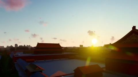 Sunrise light and shadow time-lapse photography of the turret of the Forbidd Stock Footage 288284653