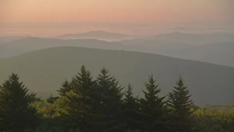 Sunrise Light Blankets Ridges of the Appalachian Mountains Time Lapse Stock Footage 282914881