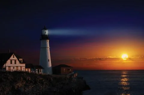 Sunrise lighthouse Foto stock