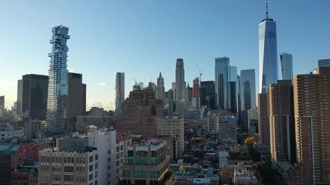 Sunrise Lower in Manhatten Stock Footage 121825808