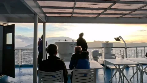 Sunrise in a Main Deck of a Passenger Ship Stock Footage 233653991