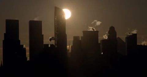 Sunrise on the Manhattan Skyline Stock Footage 35514820