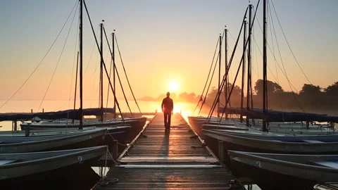 Sunrise marina Stock Footage 133867615