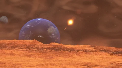 Sunrise from Mars. 3D rendered, 4k UHD. Stock Footage 93878334