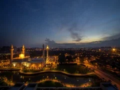 Sunrise of Masjid Bukit Jelutong in Malaysia Stock Footage