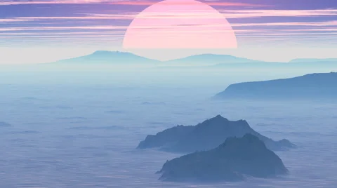 Sunrise in the misty mountains Video stock 44492491