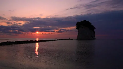 Sunrise at Mitsuke Island Video stock 332247025