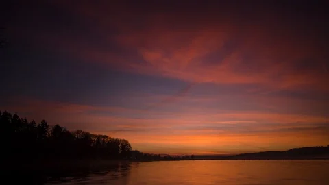 Sunrise on the mohnesee (Germany) Stock Footage