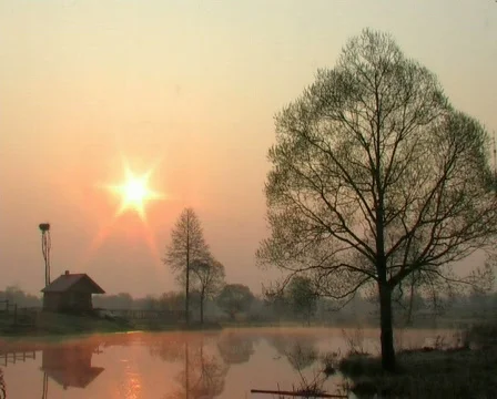 Sunrise, morning, lake Stock Footage