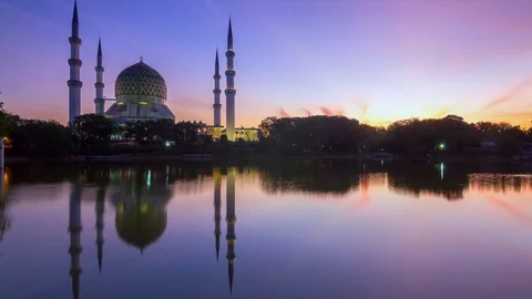 Sunrise at mosque Stock Footage