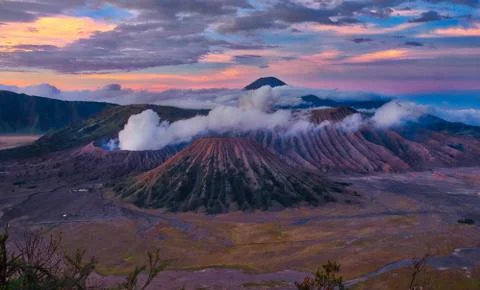 Sunrise in Mount Bromo, Java, Indonesia Stock Photos