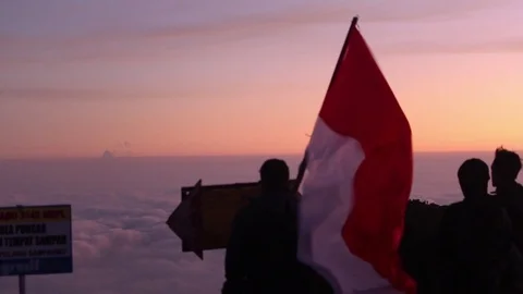 Sunrise on Mount Merbabu Stock Footage 121845302