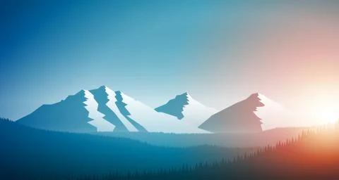 Sunrise in the mountain chain Stock Illustration
