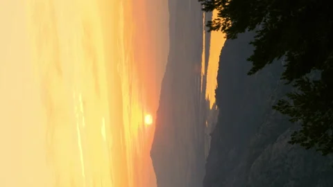 Sunrise mountain with clouds, vertical video Stock Footage 141152305