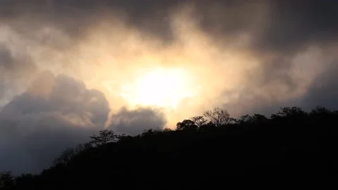 Sunrise, Mountain, Cloudy sky Stock Footage 192417779