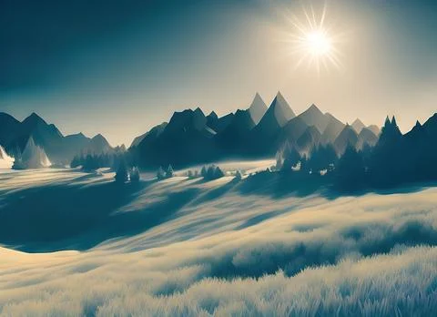 Sunrise in mountain Stock Illustration