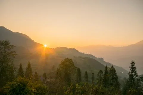 Sunrise on the mountain Stock Photos