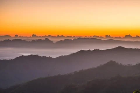 Sunrise at the mountain Stock Photos