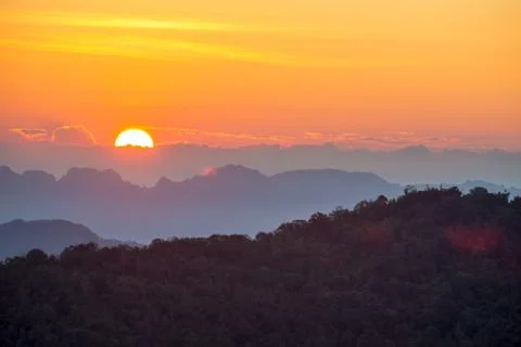 Sunrise at the mountain Stock Photos