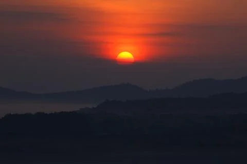 Sunrise in the mountain Stock Photos