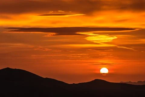 Sunrise on a mountain slope Stock Photos
