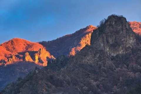 Sunrise on a mountain slope Stock Photos