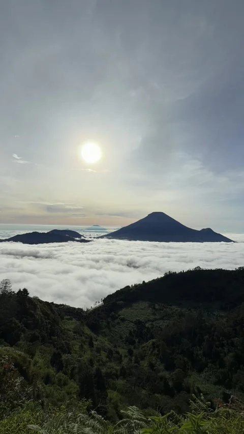 Sunrise Mountain View Above the Clouds Stock Footage 322160739
