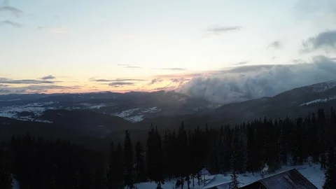 Sunrise  of the  mountain. Winter mountain Stock Footage 127175559