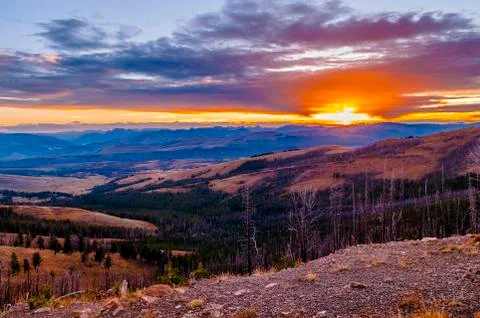Sunrise in the mountains Stock Photos