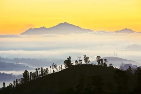 Sunrise in mountains 写真素材