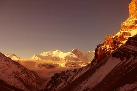 Sunrise in the mountains Stock Photos