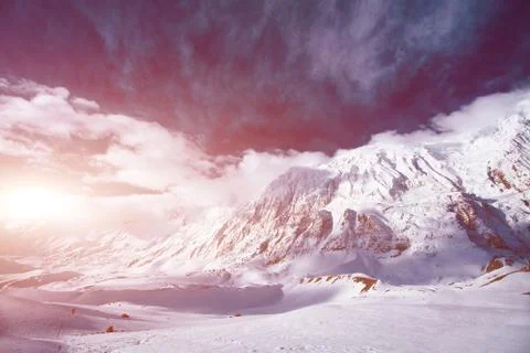 Sunrise in the mountains Stock Photos