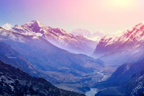 Sunrise in the mountains Stock Photos