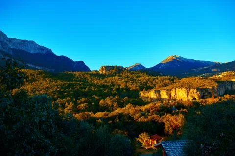 Sunrise in the mountains Stock Photos