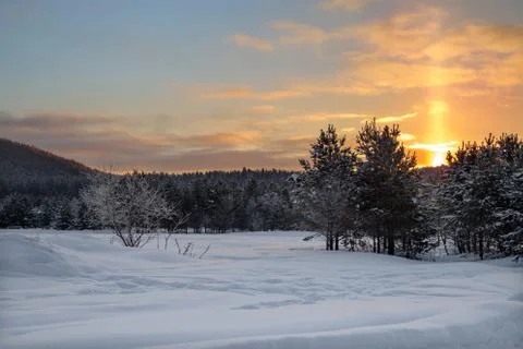 Sunrise in the mountains Stock Photos