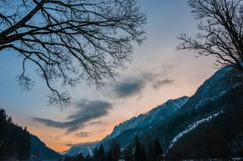 Sunrise in the mountains Stock Photos