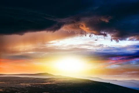 Sunrise in the mountains Stock Photos
