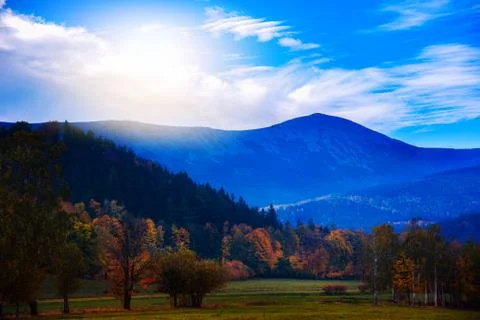 Sunrise in the mountains Stock Photos