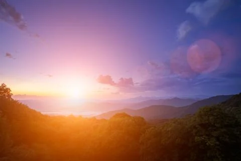 Sunrise in the mountains Stock Photos