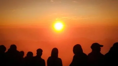 Sunrise on the mountains Stock Photos