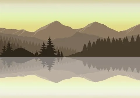 Sunrise mountains vector Stock Illustration