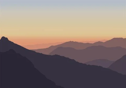 Sunrise in mountains vector Stock Illustration