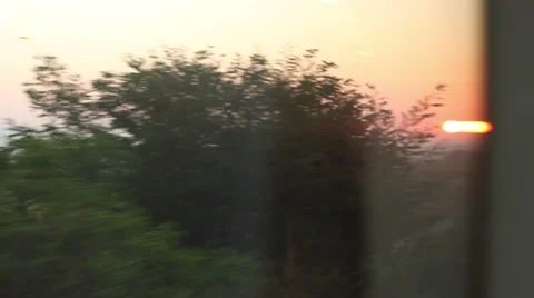 Sunrise from Moving Train Stock Footage 42415769