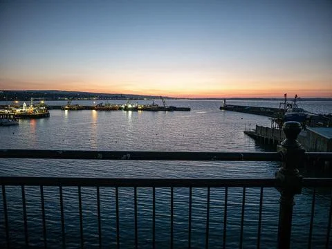 Sunrise at newlyn harbour Stock Photos