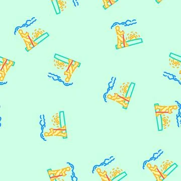Sunrise nordic walker walking vector seamless pattern 스톡 일러스트
