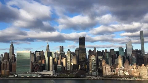 Sunrise in NYC casting gorgeous array of shadows on the buildings Stock Footage 327169527