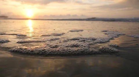 Sunrise Ocean Bubbles - Slow Motion Stock Footage 67361549
