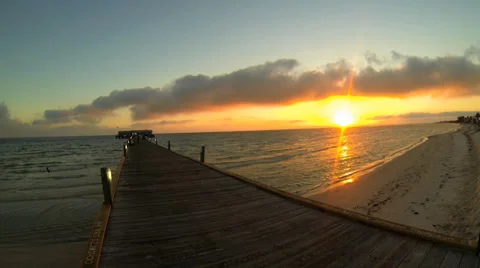 SUNRISE AT OCEAN PIER  Stock Footage 37154576
